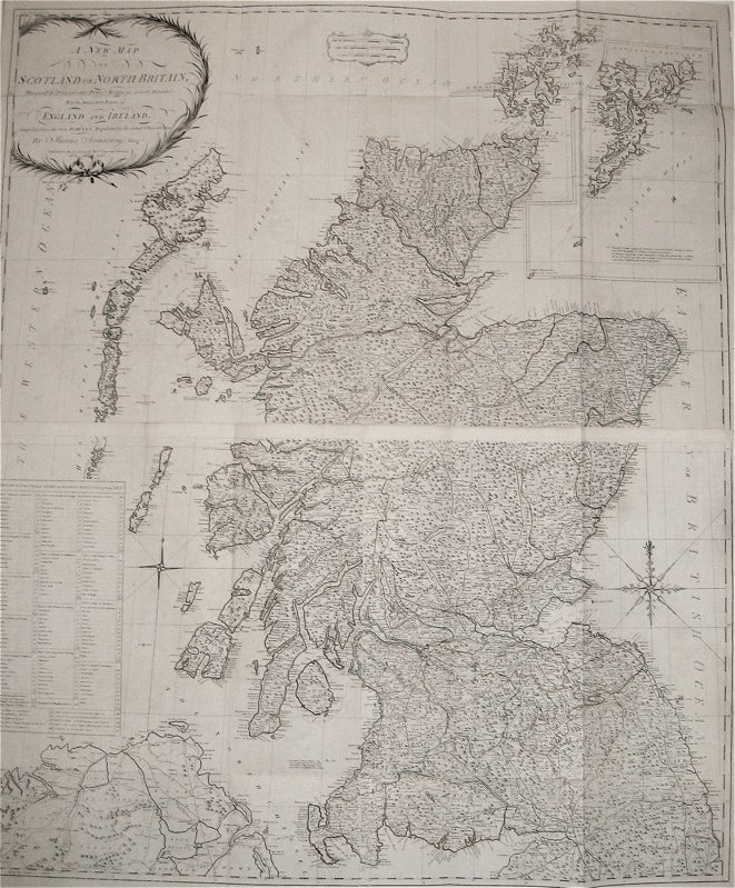 Item #234486 A New Map of Scotland or North Britain, Wherein all the Post and other Public Roads are correctly Delineated; with the adjacent parts of England and Ireland. Marcus ARMSTRONG.