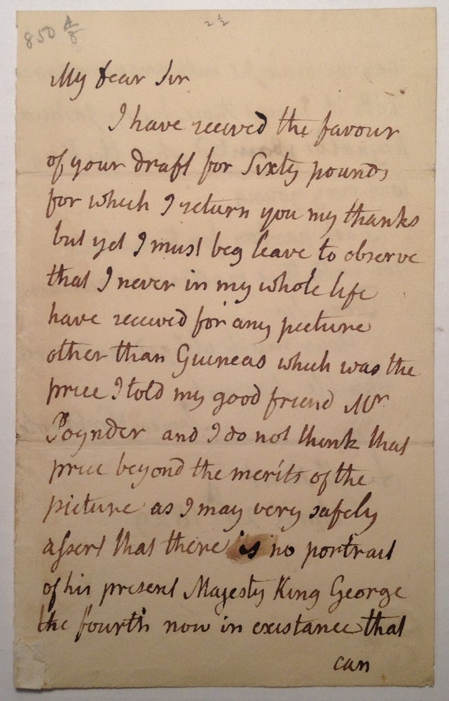 Item #236066 Fine content Autographed Letter Signed. James NORTHCOTE, 1746 - 1831.