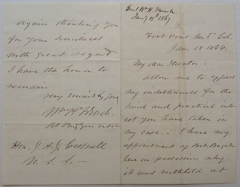 Item #236117 Autographed Letter signed. Gen. William H. FRENCH.