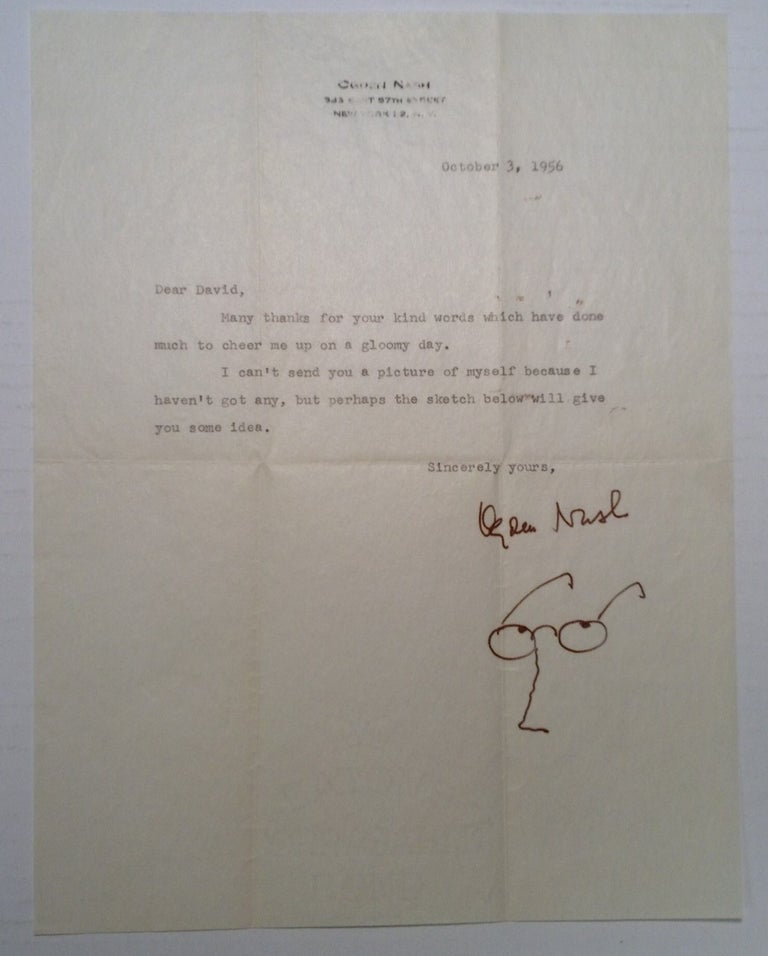 Item #238147 Typed Letter Signed. Ogden NASH, 1902 - 1971.