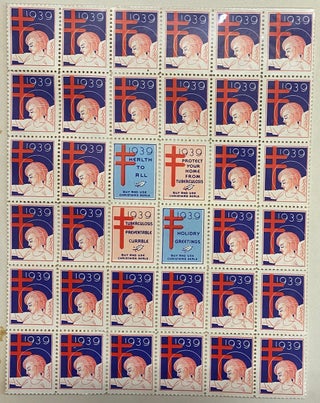 Item #241107 Sheet of Christmas seal stamps. Rockwell KENT