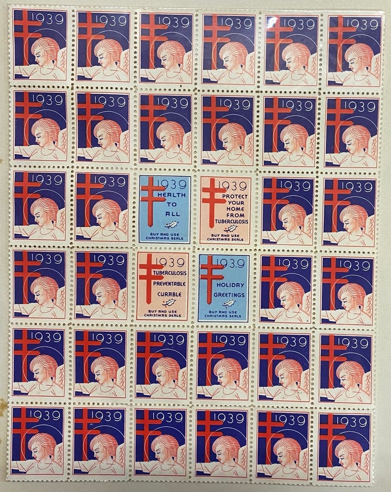 Item #241107 Sheet of Christmas seal stamps. Rockwell KENT.