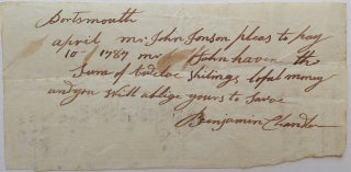Item #241662 Autographed Document Signed. Benjamin CHANDLER, 1721 - 1799
