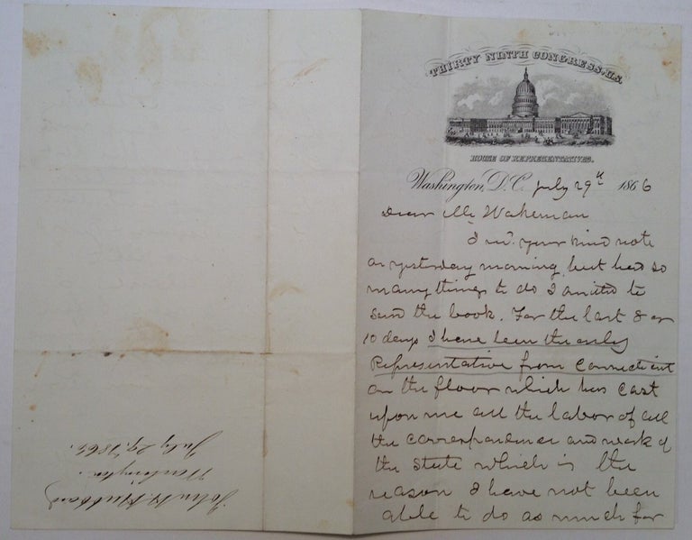 Item #243164 Autographed Letter Signed on House of Representatives letterhead. John Henry HUBBARD, 1805 - 1872.