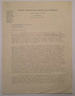 Item #244473 Typed Letter Signed. Newton D. BAKER, 1871 - 1936