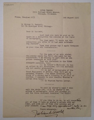 Item #244524 Typed Letter Signed. Julian B. ARNOLD