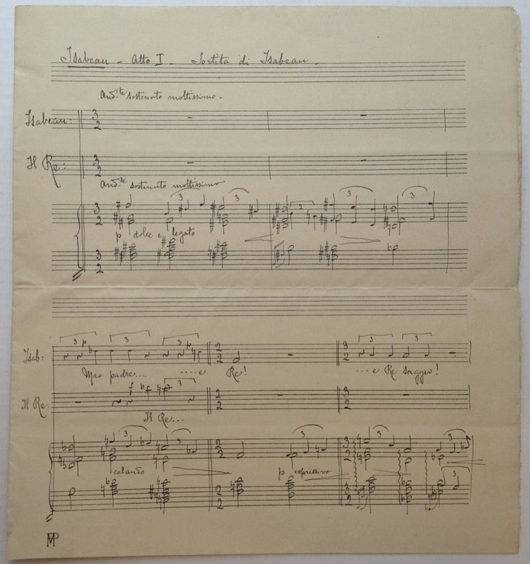 Item #244527 Lengthy Autographed Musical Quotation Signed. Pietro MASCAGNI, 1863 - 1945.