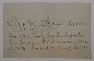 Item #244531 Autographed Sentiment. George W. JONES