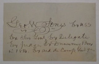 Item #244531 Autographed Sentiment. George W. JONES, 1804 - 1896