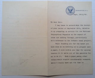 Item #244931 Typer Letter Signed on "Department of the Navy" letterhead. Arent Schyler...