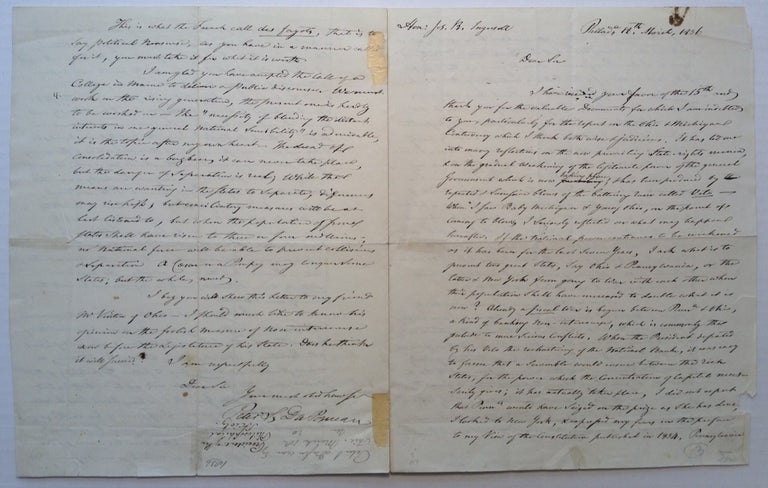 Item #245118 Autographed Letter Signed to U.S. Whig Congressman Joseph Reed Ingersoll. Peter Stephen DU PONCEAU, 1760 - 1844.