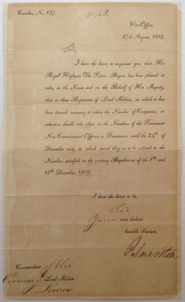 Item #245155 Document Signed. Henry John TEMPLE, 1784 - 1865.