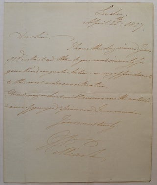 Item #245316 Autographed Letter Signed "William." WILLIAM IV, 1765 - 1837