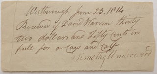 Item #245385 War-date Document Signed. Timothy UNDERWOOD, 1742 - 1816