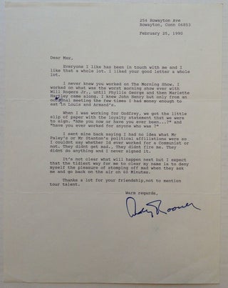 Item #245764 Typed Letter Signed. Andy ROONEY, 1919 - 2011
