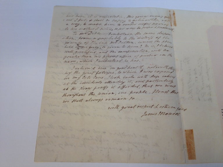 Item #246038 Outstanding Autographed Letter Signed as President. James MONROE, 1758 - 1831.