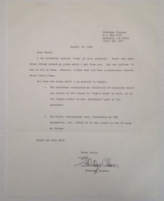 Item #246582 Rare Typed Letter Signed. Eldridge CLEAVER