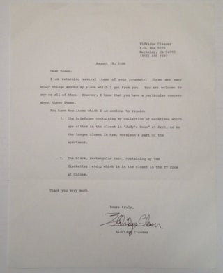 Item #246582 Rare Typed Letter Signed. Eldridge CLEAVER, 1935 - 1998