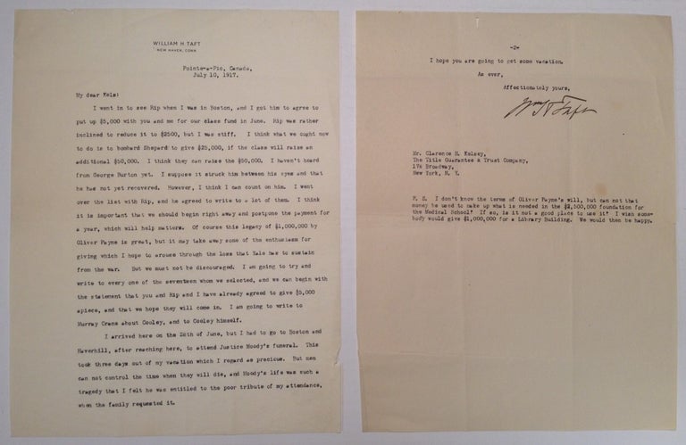 Item #247144 Typer Letter Signed as Professor of Law at Yale. William Howard TAFT, 1857 - 1930.