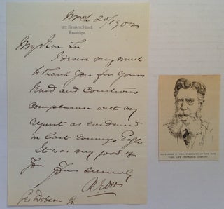 Item #247274 Autographed Letter Signed. Alexander E. ORR, 1831 - 1914
