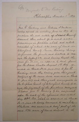 Item #248152 Rare Document Signed about land in Pennsylvania. John Grandin READING, 1812 - 1891