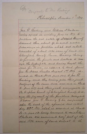 Item #248152 Rare Document Signed about land in Pennsylvania. John Grandin READING