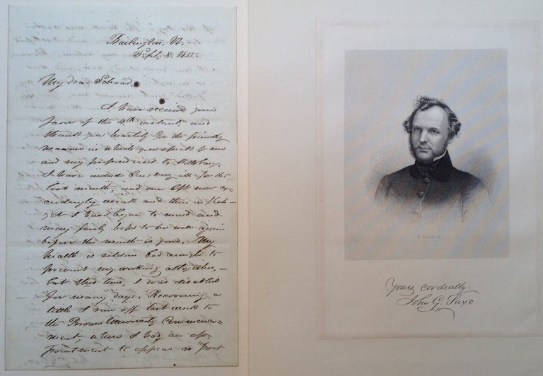 Item #248245 Autographed Letter Signed. John Godfrey SAXE, 1816 - 1887.
