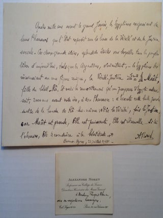 Item #248698 Autographed Manuscript Signed in French. Alexandro MORET