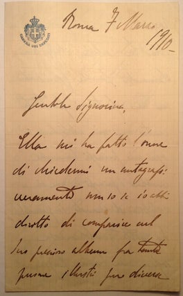 Item #248703 Autographed Letter Signed in Italian. Domenico OLIVA, 1860 - 1917