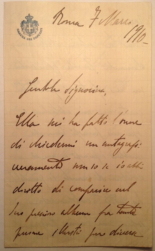 Item #248703 Autographed Letter Signed in Italian. Domenico OLIVA, 1860 - 1917.