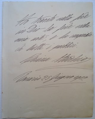 Item #248796 Autographed Letter Signed with very large handwriting. Rosina STORCHIO, 1876 - 1945