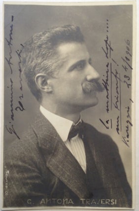Item #248802 Inscribed Vintage Postcard. Camillo Antonio TRAVERSI, 1857 - 1934