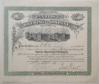 Item #249635 Autographed Stock Certificate. PABST BREWING COMPANY - Frederick Pabst