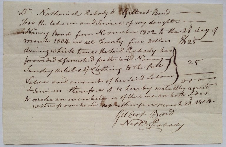 Item #249888 Autographed Document Signed. Nathaniel PEABODY, 1741 - 1823.