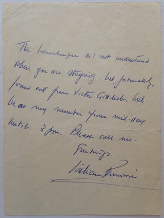 Item #250221 Autographed Letter Signed. William PRIMROSE, 1904 - 1982