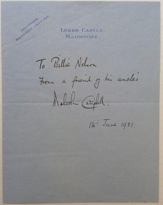 Item #250296 Autogrpahed Letter Signed. Malcolm CAMPBELL, 1885 - 1948