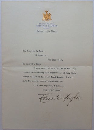 Item #251276 Typed Letter Signed. Charles Evans HUGHES