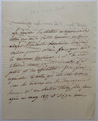 Item #251312 Autographed Letter Signed in French. Claude-Louis Raoul de la CHATRE, 1745 - 1824