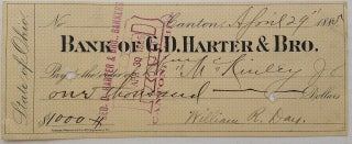 Item #251449 Signed Check. William McKINLEY, 1843 - 1901