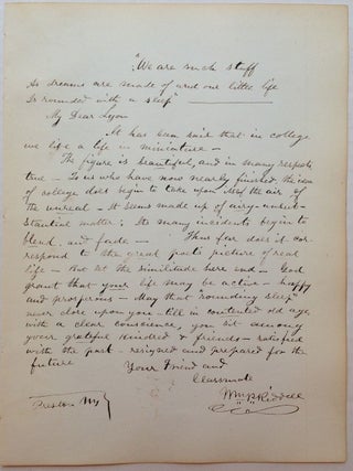 Item #251774 Autographed Letter Signed with the addition of a quote. William Pitt RIDDELL