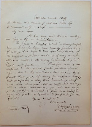 Item #251774 Autographed Letter Signed with the addition of a quote. William Pitt RIDDELL, 1828 -...