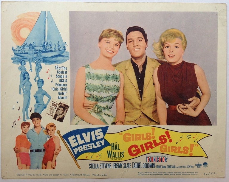 Item #251902 Three Lobby Cards for the film "Girls Girls Girls" ELVIS PRESLEY.