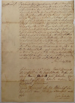 Item #252287 Exceedingly Rare Autographed Colonial Legal Document. David JAMISON, 1660 - 1739