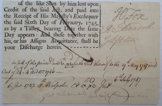 Item #253456 Partly Printed Document Signed. Henry FOX, 1st Baron Holland