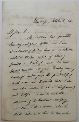 Item #253477 Autographed Letter Signed. Robert CHAMBERS, 1802 - 1871