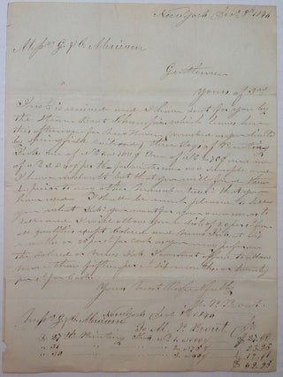 Item #253662 Autographed Business Letter. CONNECTICUT STEAMSHIP TRAVEL