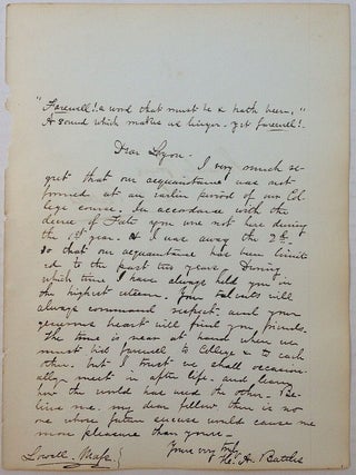 Item #253751 Autographed Letter Signed with the addition of a quote. Herman Asbury - BATTLES, CSA