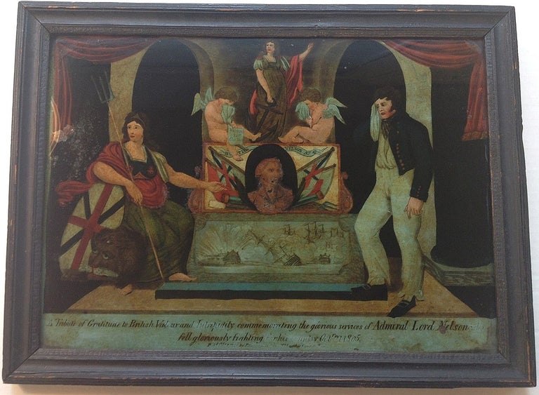 Item #254355 Framed Commemorative Glass Print. Horatio NELSON, 1758 - 1805.