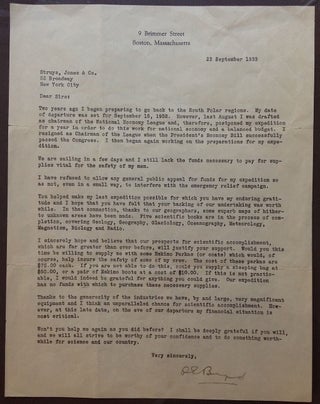 Framed Typed Letter Signed about an expedition to the South Polar region