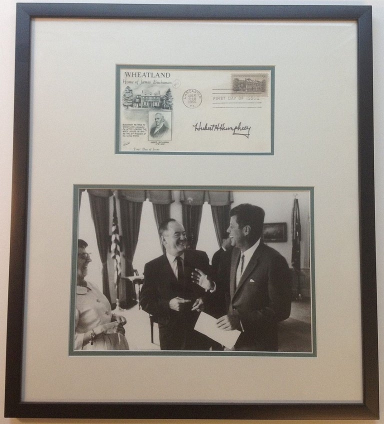 Item #255061 Framed signed commemorative envelope. Hubert H. HUMPHREY, 1911 - 1978.